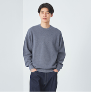 クリアコットン ミックス カノコ クルーネック ニット -ハンドウォッシャブル-