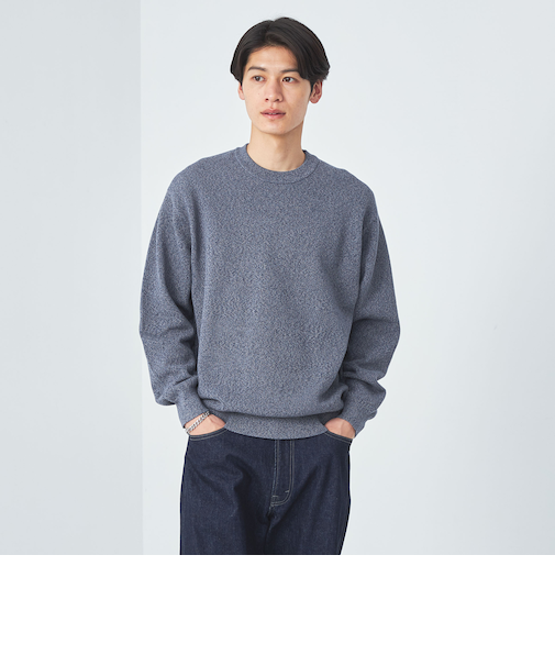 クリアコットン ミックス カノコ クルーネック ニット -ハンドウォッシャブル-