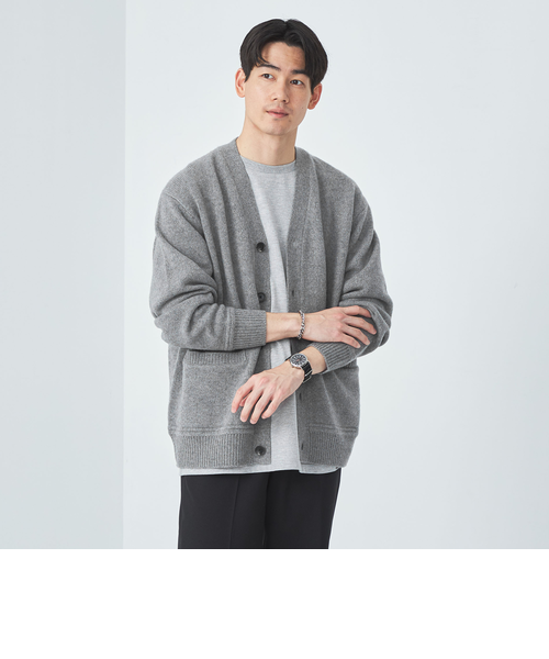 かぐれ　ハミルトンワイドVネックカーディガン　チャコール かぐれ ハミルトンワイドVネックカーディガン チャコール