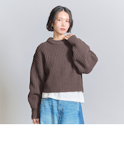 ウール畦ニットクロップド プルオーバー