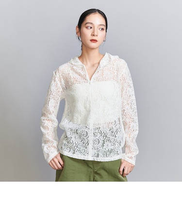 レース ハーフジップ フーディ