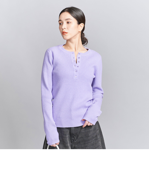 6(ROKU) ＞アルパカウール スリット クルーネック ニット プル