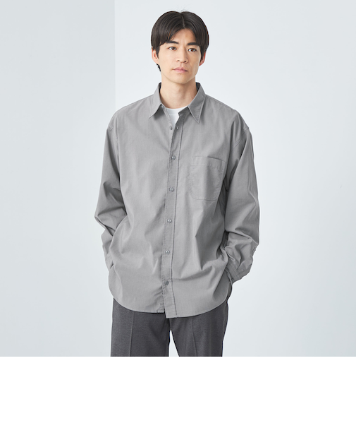 FINE BASIC シャンブレー レギュラーカラー シャツ -ストレッチ-