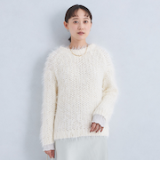 メッシュ リボン プルオーバー ニット