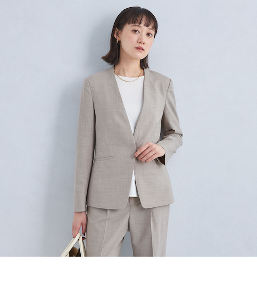 カチリラ ノーラペル ジャケット -ウォッシャブル・ストレッチ・防シワ- カチリラ ノーラペル ジャケット -ウォッシャブル・ストレッチ・防シワ