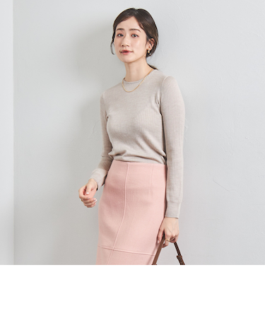 リブ クルーネック ニット