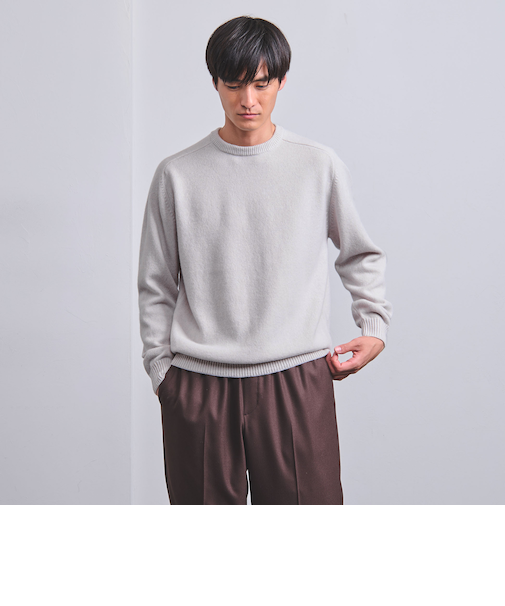 ウール カシミヤ ミドルゲージ クルーネック ニット