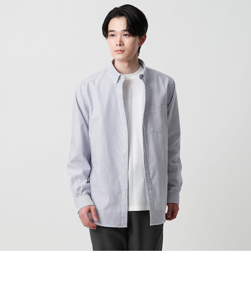 美品✨ユナイテッドアローズ　ストライプ ボタンダウン ビッグシャツ　ゆったり District＞オックスフォード ストライプ ボタンダウンシャツ