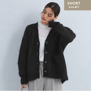 アルパカシャギー Vネックカーディガン