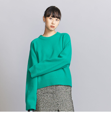 ウールカシミヤ アクアラグランクルーネックニット