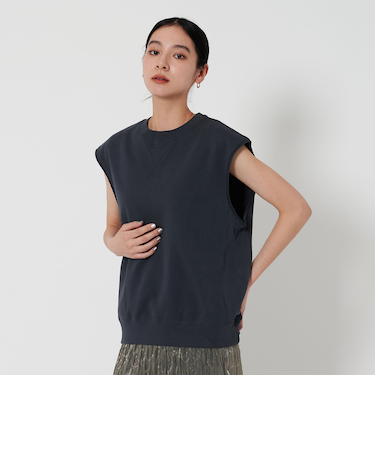 コットン裏毛スウェット ノースリーブトップ