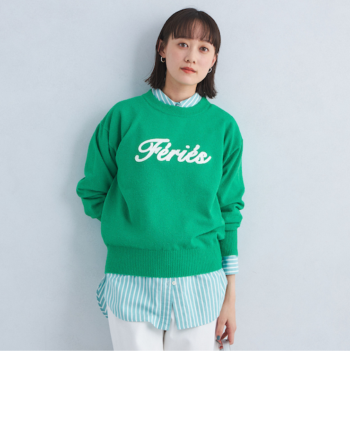 ロゴ ニット プルオーバー -ウォッシャブル-