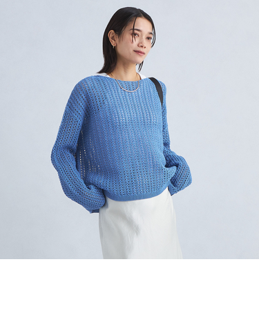 メッシュ クロップド ニット -ウォッシャブル-