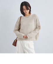 メッシュ クロップド ニット -ウォッシャブル-