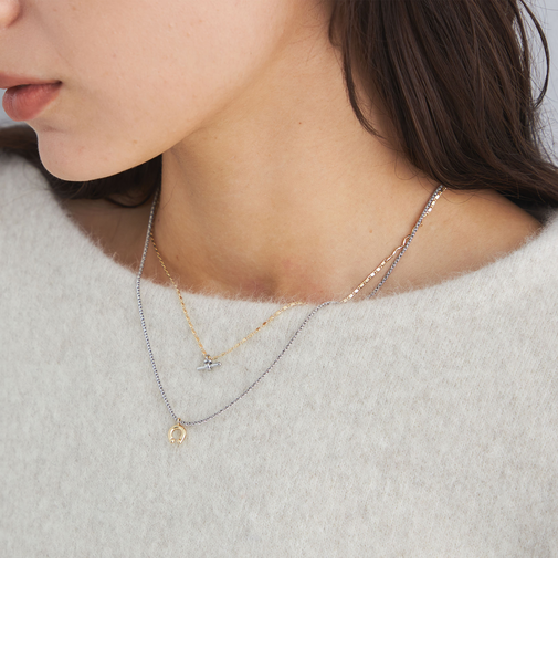 3WAY Wモチーフ 2連 ネックレス