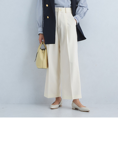 ［size SHORT/TALLあり］キチントボトムス カバー ワイド パンツ オフホワイト