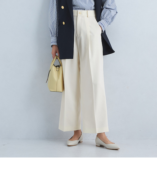 ［size SHORT/TALLあり］キチントボトムス カバー ワイド パンツ オフホワイト