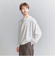 ギザコットン ピンボーダー クルーネック ニット