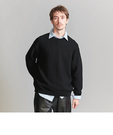 パール ステッチ フォルム クルーネック ニット