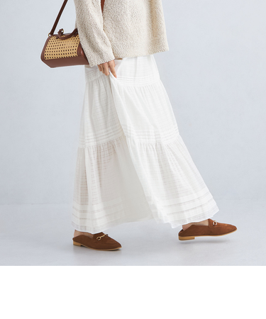 ピンタック ティアード スカート