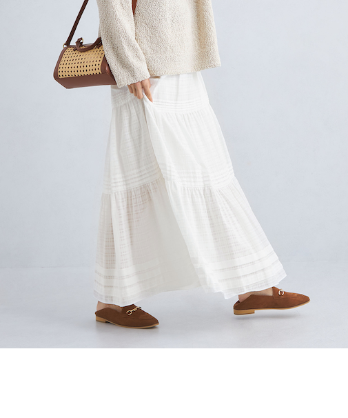 ピンタック ティアード スカート