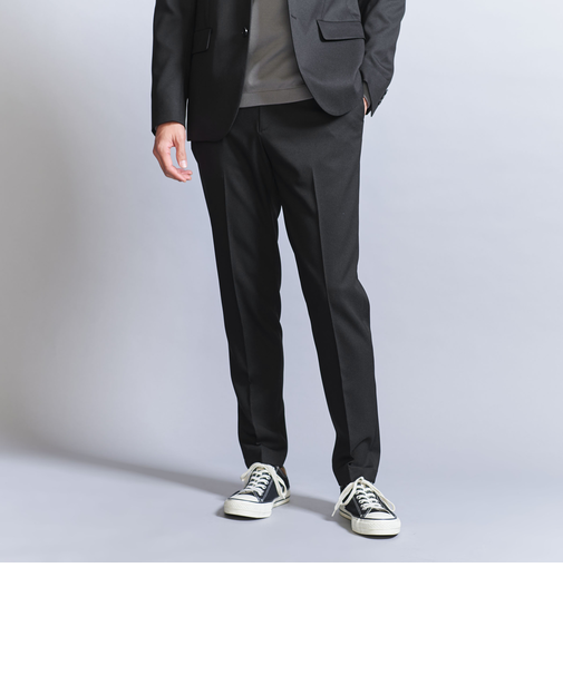 シャンブレー PE ノープリーツ スリムパンツ -セットアップ対応‐