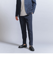 シャンブレー PE ノープリーツ スリムパンツ -セットアップ対応‐