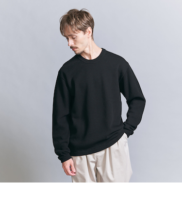 ガスコットン ダイアゴナル クルーネック ニット