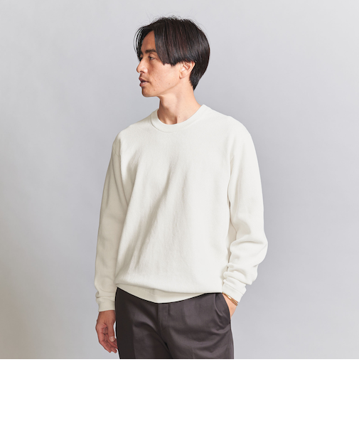 ガスコットン ダイアゴナル クルーネック ニット