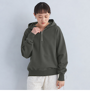 ハーフジップ フーディ スウェット