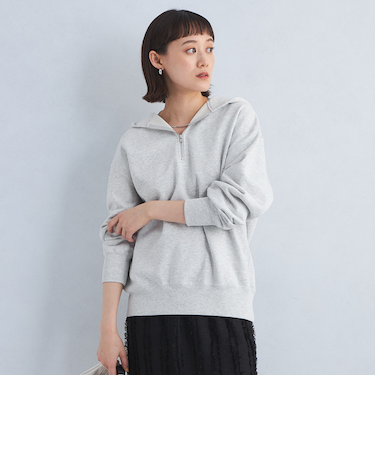 ハーフジップ フーディ スウェット