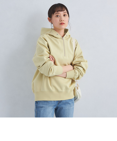 ハーフジップ フーディ スウェット