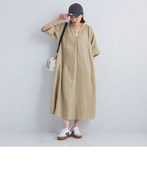 ［size SHORTあり］フレンチリネン シャツ ワンピース