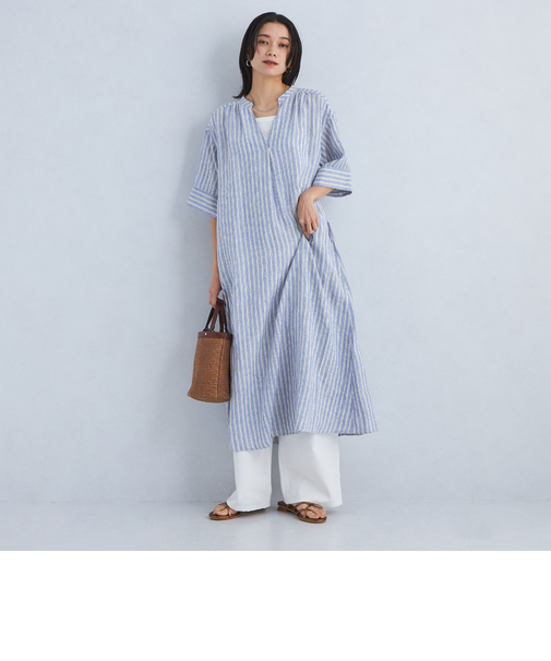 ［size SHORTあり］フレンチリネン シャツ ワンピース