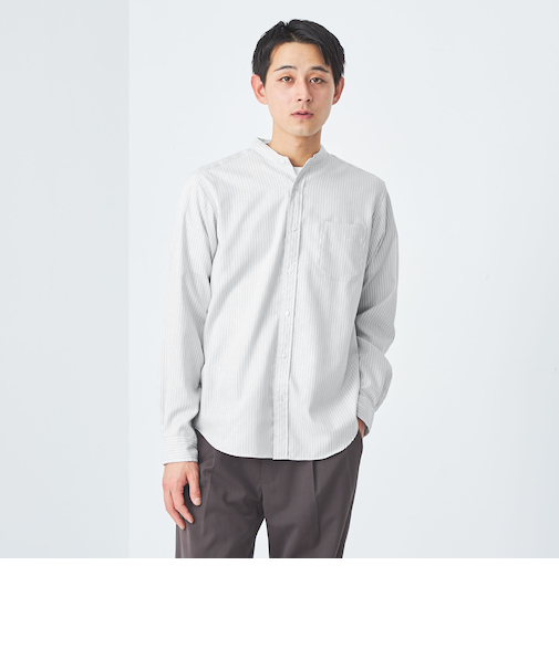 オックスフォード バンドカラー シャツ ‐防シワ‐