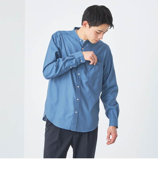 オックスフォード バンドカラー シャツ ‐防シワ‐