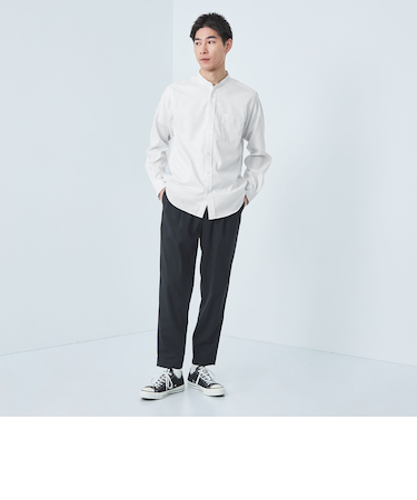 オックスフォード バンドカラー シャツ ‐防シワ‐