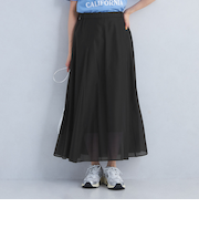 ［size SHORTあり］シアー ドット 無地 フレア スカート