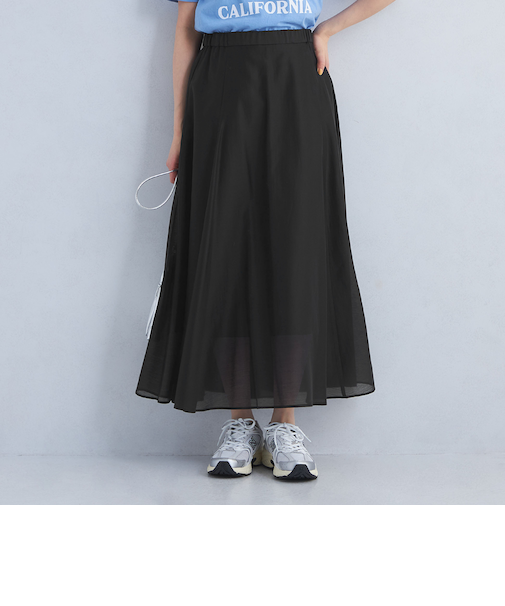 ［size SHORTあり］シアー ドット 無地 フレア スカート