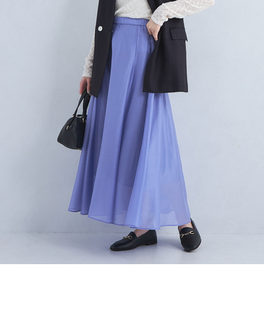 ［size SHORTあり］シアー ドット 無地 フレア スカート