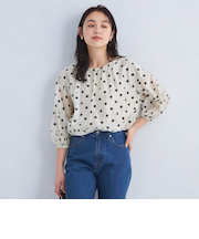 ドット バルーンスリーブ ブラウス