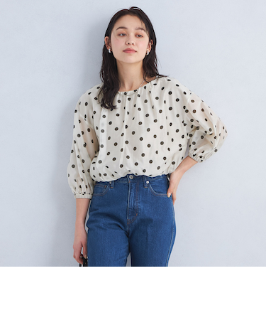 ドット バルーンスリーブ ブラウス