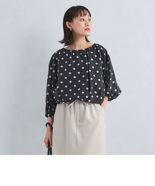 ドット バルーンスリーブ ブラウス