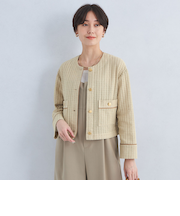 カラミ レース ノーカラー ジャケット