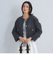 カラミ レース ノーカラー ジャケット
