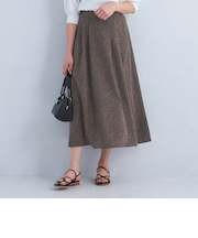 フラワープリント 無地 フレア スカート