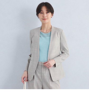 ライト カチリラ ノーラペル ジャケット -ウォッシャブル・ストレッチ・防シワ・接触冷感-