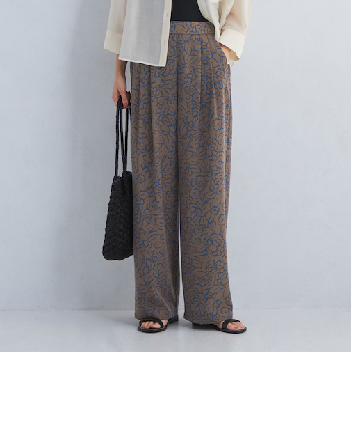 フラワープリント パンツ