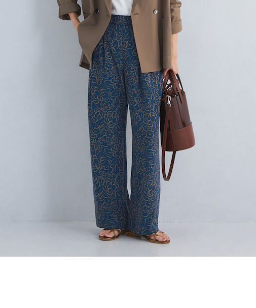 フラワープリント パンツ