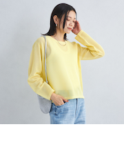 メッシュ クルーネック ニット プルオーバー -ウォッシャブル-